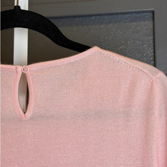 Oscar de la Renta Womens Pink Wool Cashmere Silk Blend Short Sleeve Top L NWOT - Picture 4 of 6